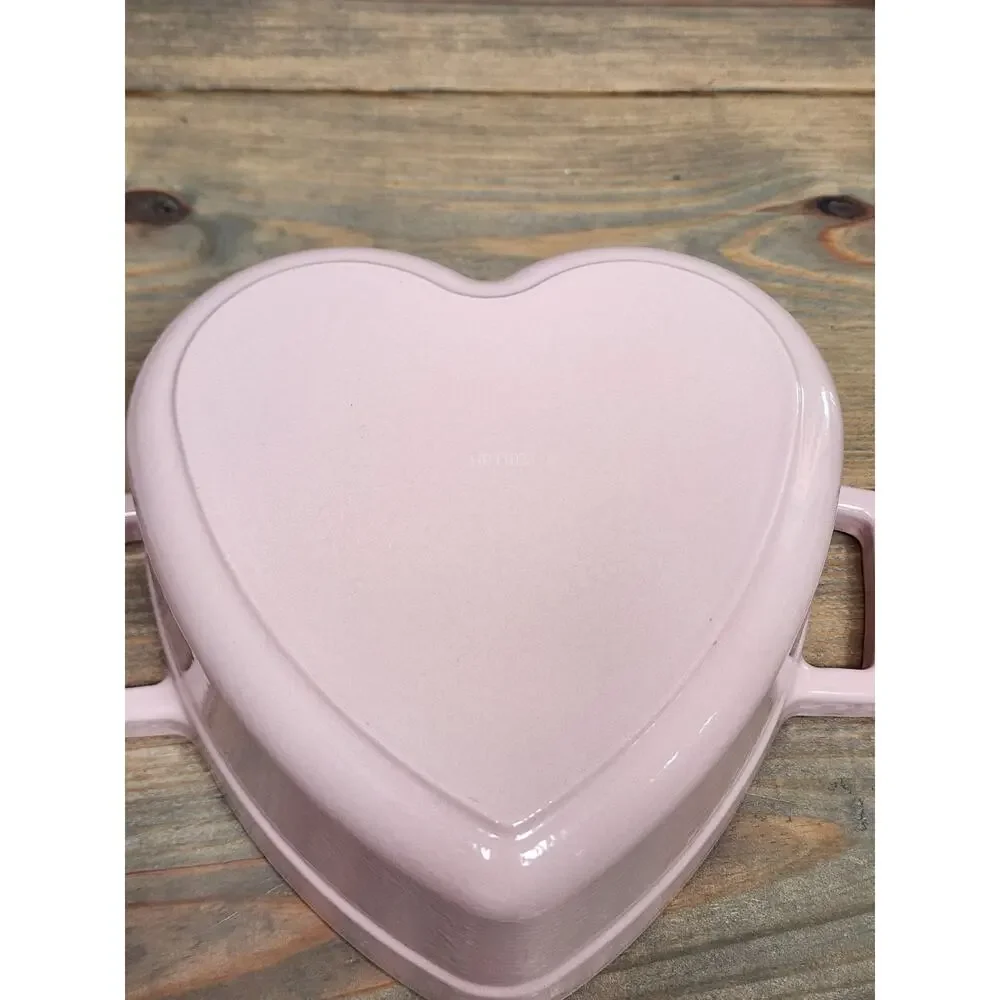 Martha Stewart 2 Quart Enameled Cast Iron Pink Heart Dutch Oven
